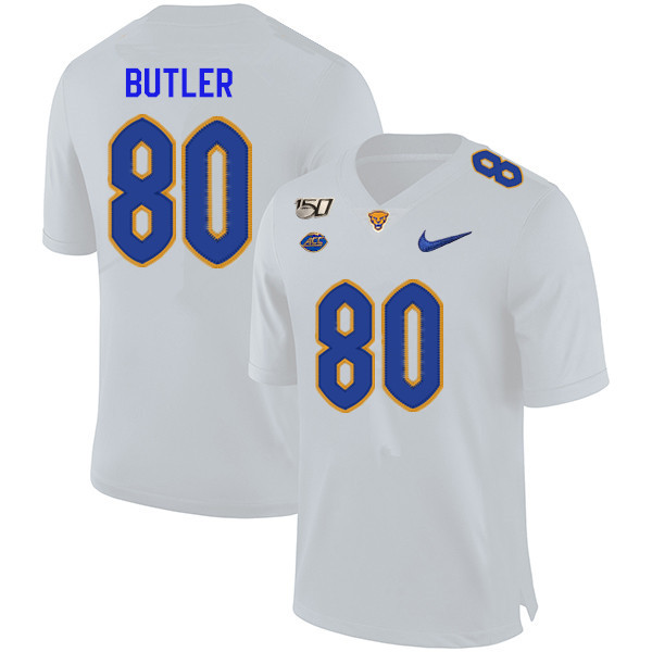 2019 Men #80 Dontavius Butler Pitt Panthers College Football Jerseys Sale-White